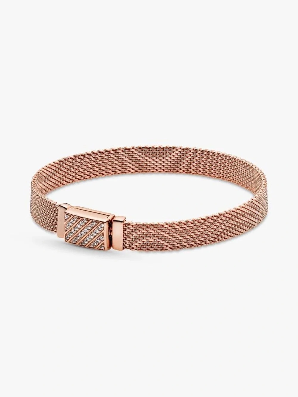 Pandora Rose Gold Mesh Bracelet with Pavé Accent